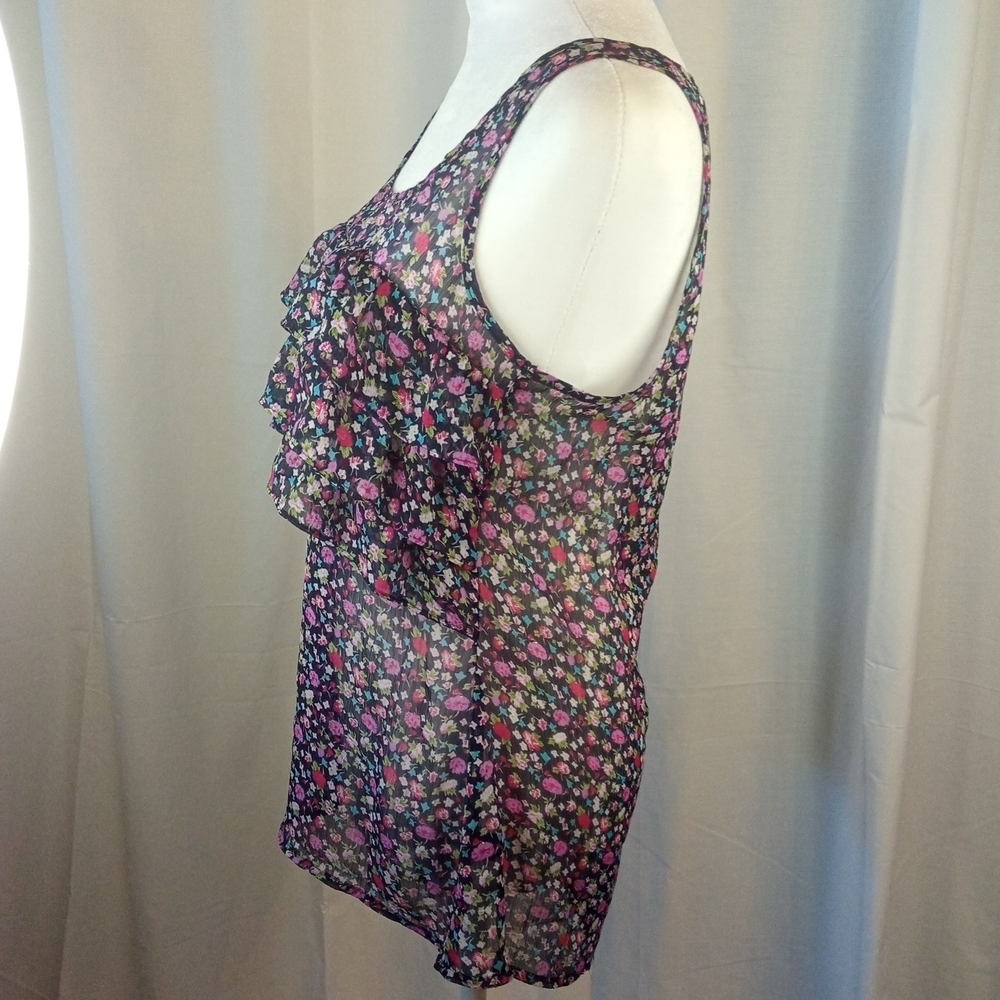 Express Sheer Ruffled Floral Tank Size Small - Picture 4 of 8
